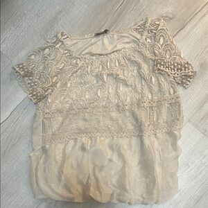 Belle France Elegant Lace Blouse in Cream